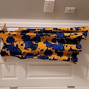 WhoWhatWear Women's Blue and Orange floral Asymmertic dress size Small